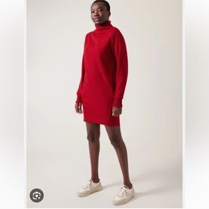 NWT Athleta Cozy Karma Mock Neck Dress, Red, XS